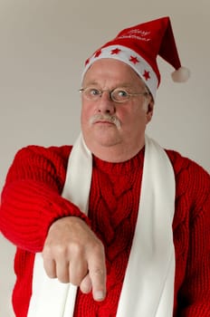 Santa Claus pointing with finger
