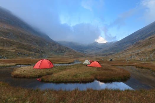 camping site in the Carpathian Mountains, Romania
