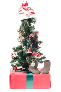 Shot of christmas items on light background