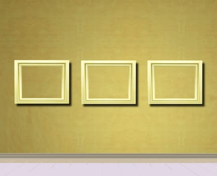 room with empty picture frames