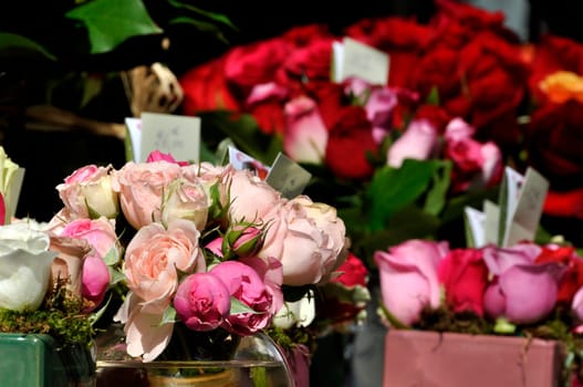 Roses on a florist stall