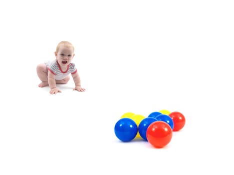 Colored pit balls isoated against a white background