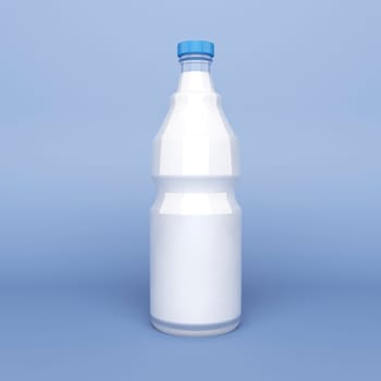 Milk in a glass bottle on blue background