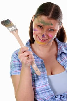 Beautiful girl painting