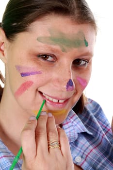 Beautiful girl painting