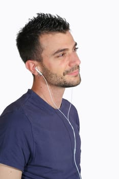 a boy listening to music