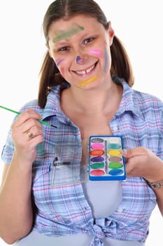 Beautiful girl painting
