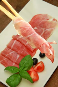 grissini with ham