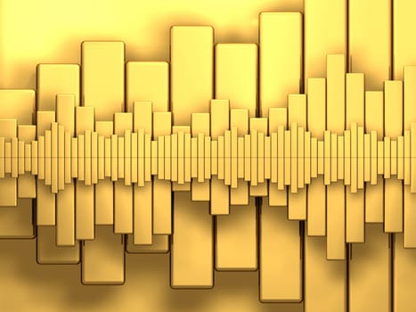 Variety of golden diagrams, abstract 3d render