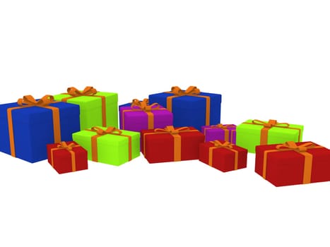 variety of gift boxes in different shape and color isolated