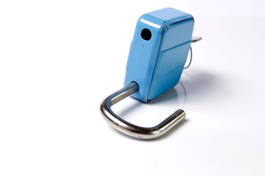 Old padlock on white background