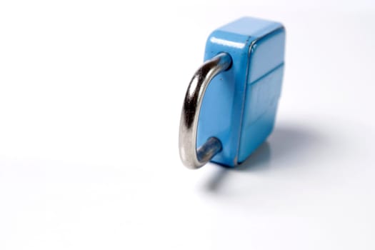 Old padlock on white background