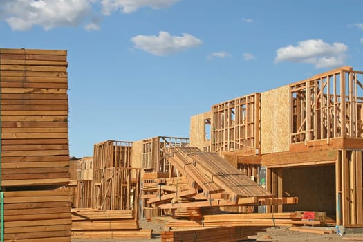 The construction site of new homes being built for a new community