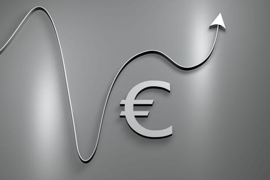 Illustration on Currency - Background - Exchange Rate Fluctuation - Euro - 3D