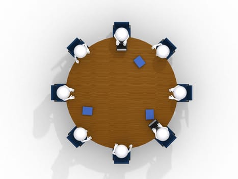 Above view of business team discussing at meeting