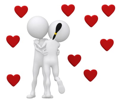 romantic image of a male and female couple with lips locked in a kiss - 3d