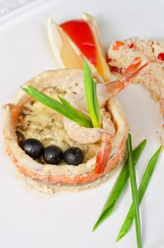 tasty prepared fish with rice and vegetables