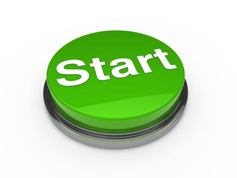3d button start green push technology press