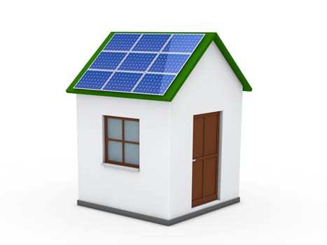 3d house solar energy green power blue