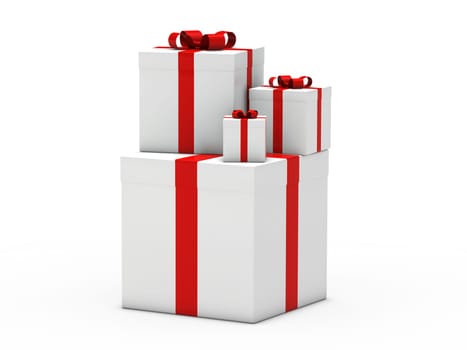 3d gift christmas red white ribbon surprise