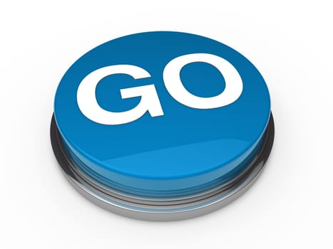 3d button go blue power start push