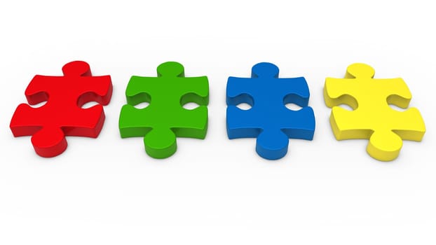 3d puzzle piece series red green blue
