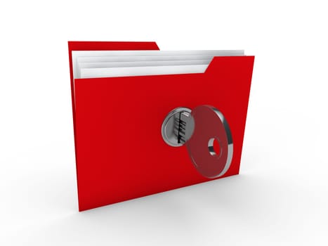 3d folder document red data key security