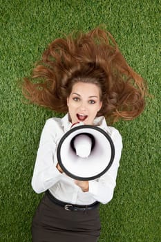 Woman with megaphone