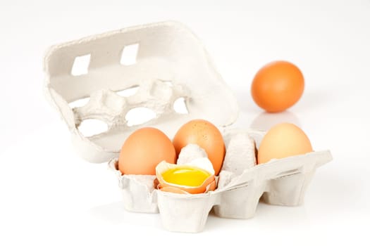 Chicken eggs in egg carton