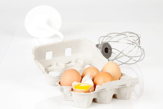 Chicken eggs in egg carton