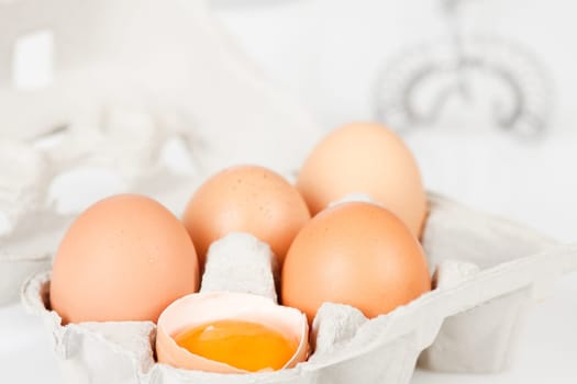 Chicken eggs in egg carton