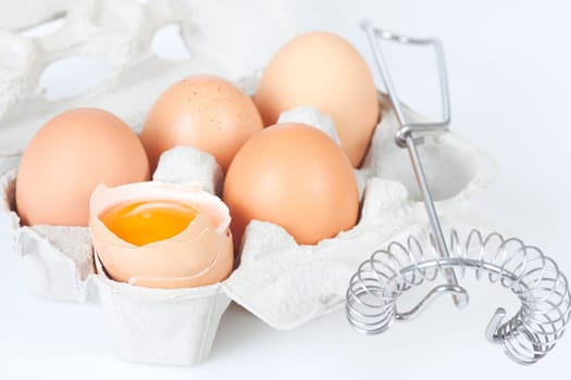 Chicken eggs in egg carton