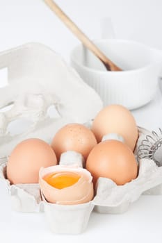 Chicken eggs in egg carton