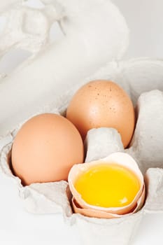 Chicken eggs in egg carton