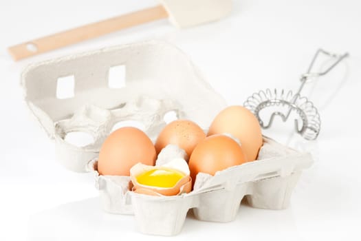 Chicken eggs in egg carton