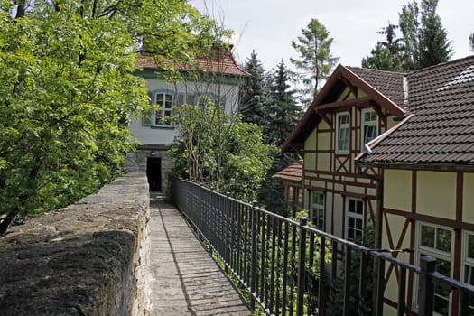 Garden shed on the battlement walk in Mühlhausen