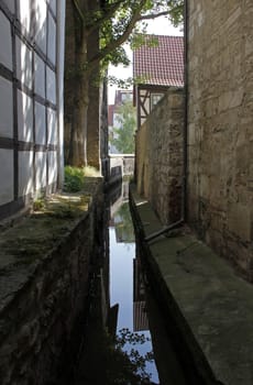 Watercourse in the old town of Mühlhausen