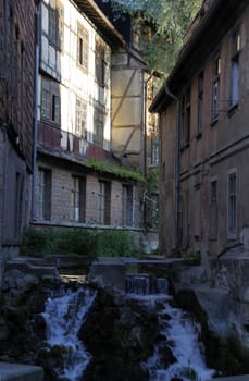 Watercourse in the old town of Mühlhausen