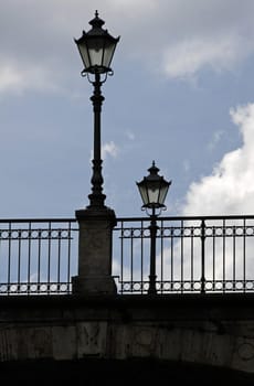 Street lamps on a bridge in Mühlhausen