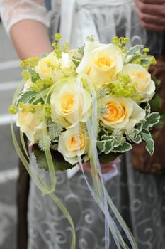 Bridal bouquet with yellow roses