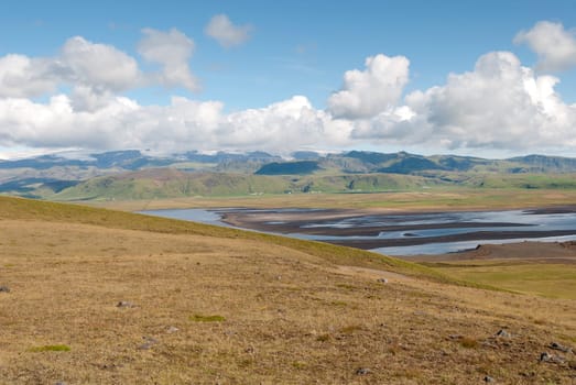 landscape on the coast of vik in iceland