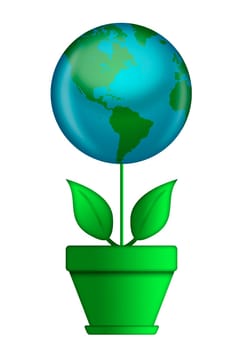 Go Green Save the Planet World Globe in Flower Pot
