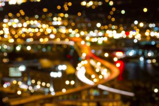 Portland Oregon Out of Focus City Night Lights and Car Trails