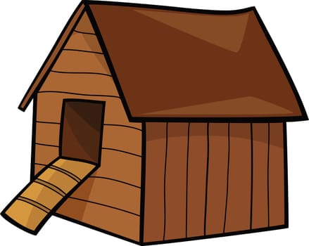 cartoon Illustration of farm hen house