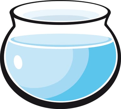 cartoon Illustration of fish bowl with water
