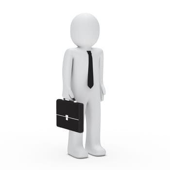 3d business man with tie and briefcase