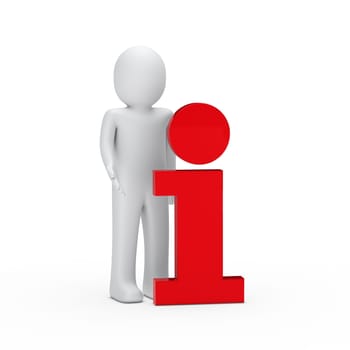 3d man info symbol red information