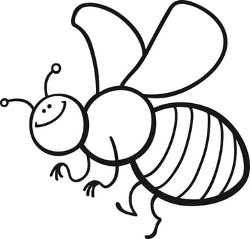 coloring page cartoon illustration of funny bee