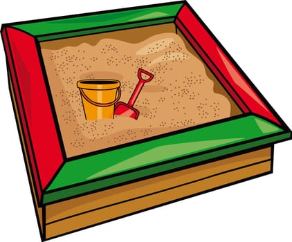 sandbox with toys cartoon illustration