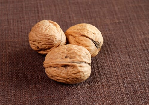 Three walnuts with copy space